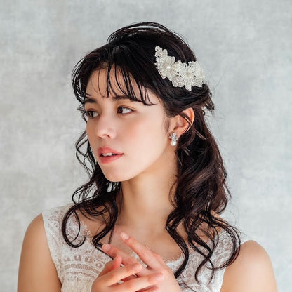 【ヘッドドレス】オリジナル商品 / perleビーズ刺繍ブライダルヘッドドレス 【結婚式 ヘアアクセサリー】