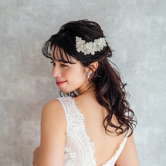 【ヘッドドレス】オリジナル商品 / perleビーズ刺繍ブライダルヘッドドレス 【結婚式 ヘアアクセサリー】