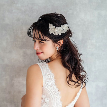 【ヘッドドレス】オリジナル商品 / perleビーズ刺繍ブライダルヘッドドレス 【結婚式 ヘアアクセサリー】