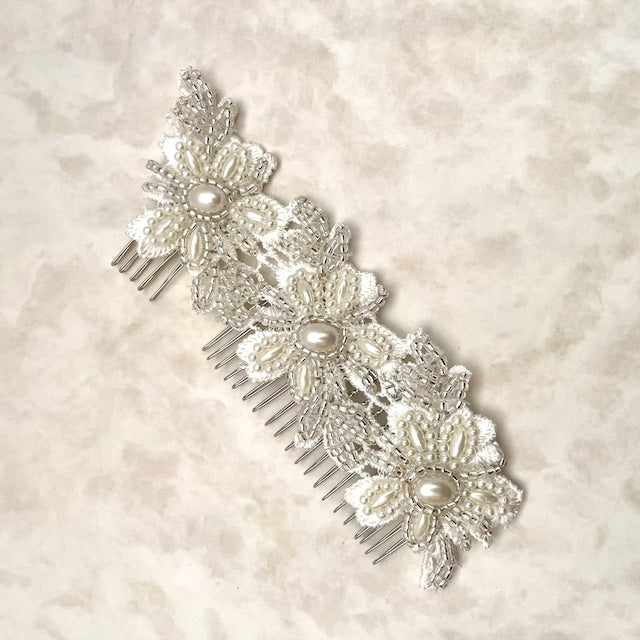 【ヘッドドレス】オリジナル商品 / perleビーズ刺繍ブライダルヘッドドレス 【結婚式 ヘアアクセサリー】