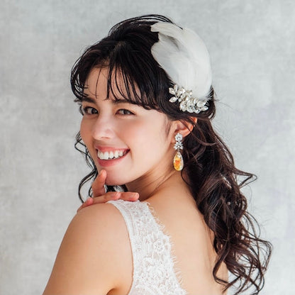 オリジナル商品 / gaie フェザーボンネヘッドドレス 【結婚式 ヘアアクセサリー】