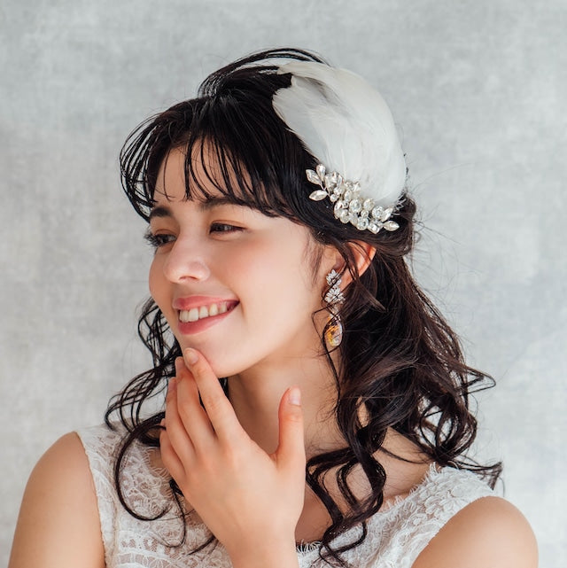 オリジナル商品 / gaie フェザーボンネヘッドドレス 【結婚式 ヘアアクセサリー】