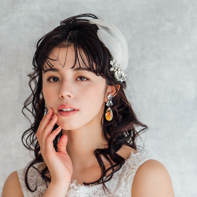 オリジナル商品 / gaie フェザーボンネヘッドドレス 【結婚式 ヘアアクセサリー】
