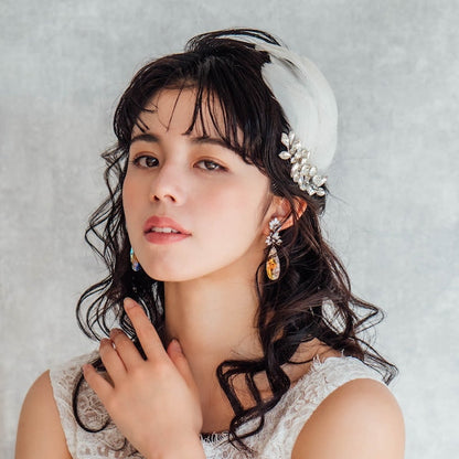 オリジナル商品 / gaie フェザーボンネヘッドドレス 【結婚式 ヘアアクセサリー】