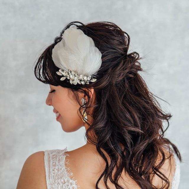 オリジナル商品 / gaie フェザーボンネヘッドドレス 【結婚式 ヘアアクセサリー】