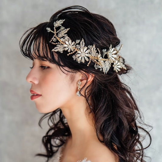 【ヘッドドレス】prier フラワーウェディングヘッドアクセサリー 【結婚式　ヘアアクセサリー】