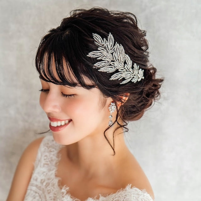 【ヘッドドレス】aile ビジューブライダルヘッドドレス 【結婚式 ヘアアクセサリー】