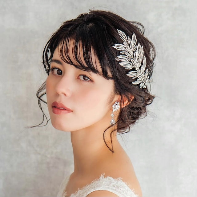 【ヘッドドレス】aile ビジューブライダルヘッドドレス 【結婚式 ヘアアクセサリー】