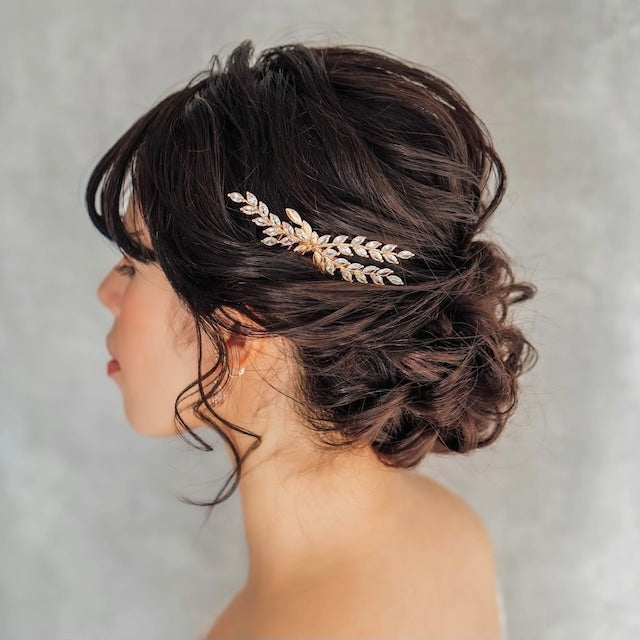 【ヘッドドレス】raffine ゴールドジルコニアヘッドドレス 【結婚式　ヘアアクセサリー】