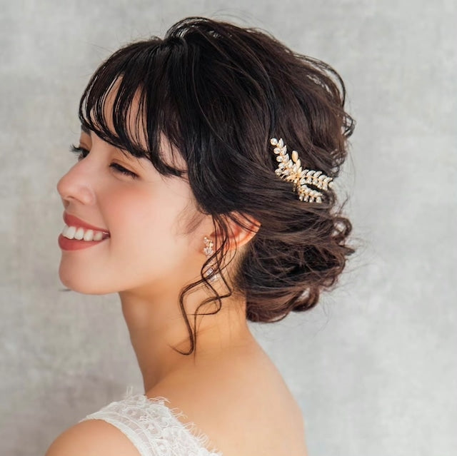 【ヘッドドレス】raffine ゴールドジルコニアヘッドドレス 【結婚式　ヘアアクセサリー】