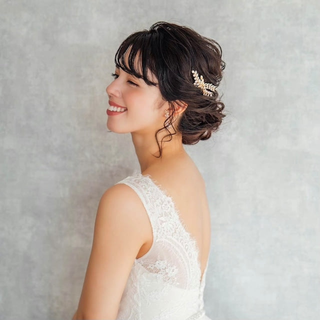 【ヘッドドレス】raffine ゴールドジルコニアヘッドドレス 【結婚式　ヘアアクセサリー】