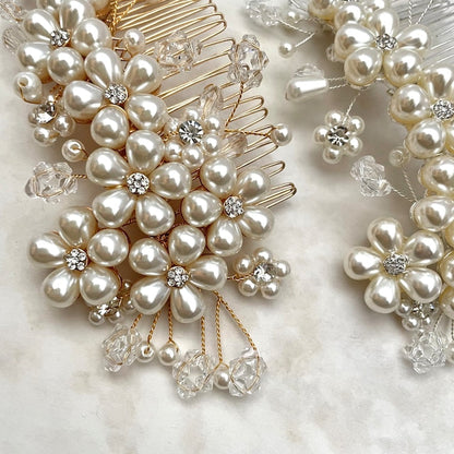 【ヘッドドレス】pluton ウェディングパールヘッドコーム 【結婚式 ヘアアクセサリー】