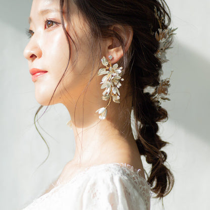 【ピアス】ブライダルピアス アンティークピアス 小枝ピアス ゴールド m18 【結婚式 ピアス イヤリング】