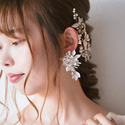 【イヤリング】ブライダルイヤリング 小枝イヤリング ビジュー シルバー m19 【結婚式 ピアス イヤリング】