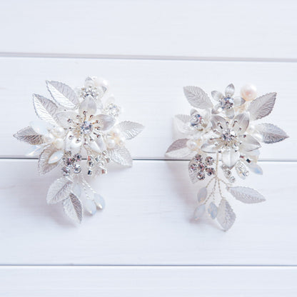 【イヤリング】ブライダルイヤリング 小枝イヤリング ビジュー シルバー m19 【結婚式 ピアス イヤリング】