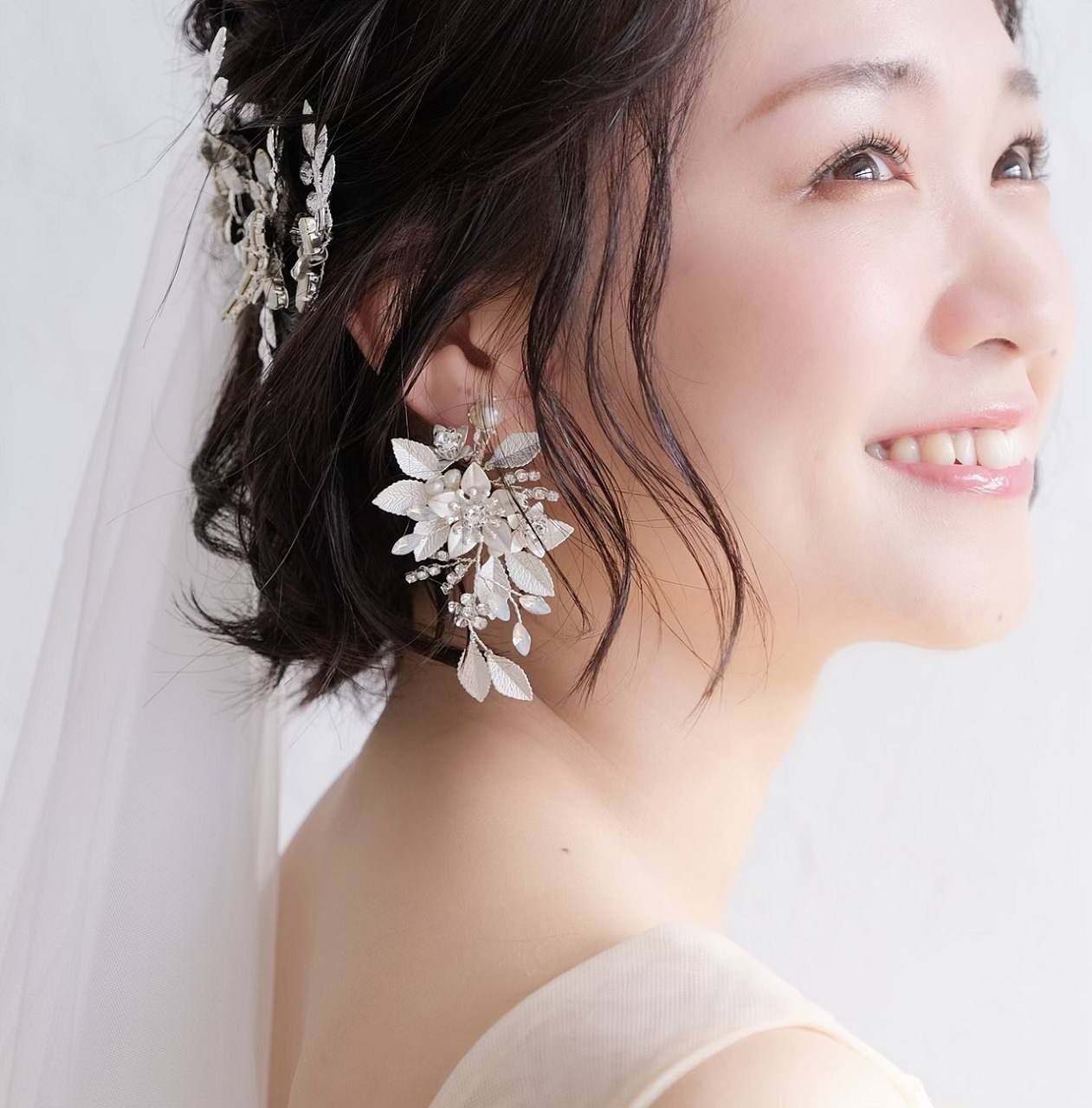 【ピアス】ブライダルピアス 小枝ピアス ビジュー シルバー m19 【結婚式 ピアス イヤリング】