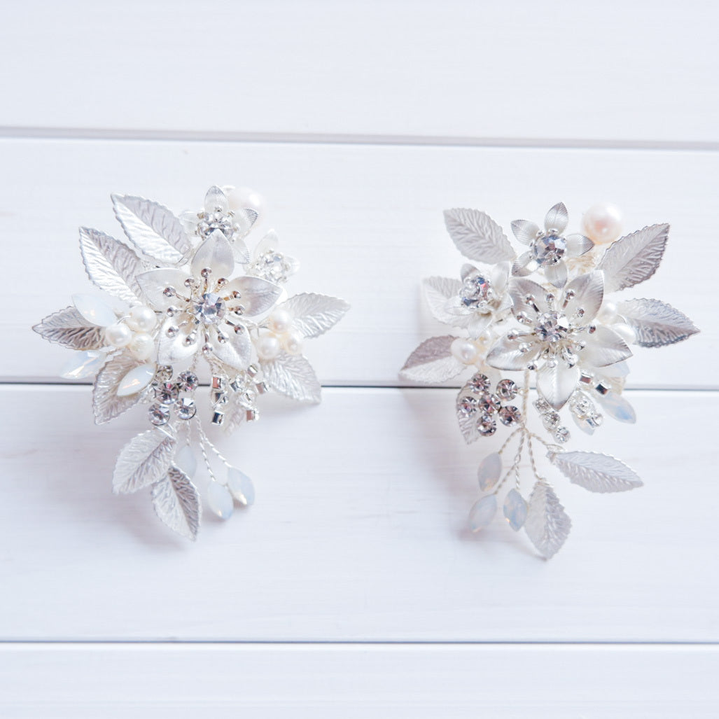 【ピアス】ブライダルピアス 小枝ピアス ビジュー シルバー m19 【結婚式 ピアス イヤリング】