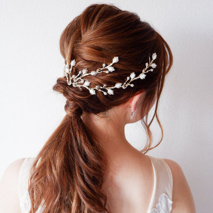 ブライダルヘッドドレス ビジュー 小枝ヘッドドレス リーフ ゴールド p2 【結婚式 ヘアアクセサリー】