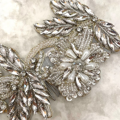 【ヘッドドレス】オリジナル商品 / papillon ビーズ刺繍ブライダルヘッドドレス 【結婚式 ヘアアクセサリー】