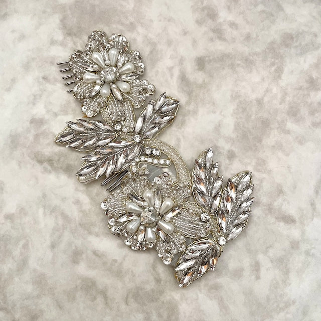 【ヘッドドレス】オリジナル商品 / papillon ビーズ刺繍ブライダルヘッドドレス 【結婚式 ヘアアクセサリー】