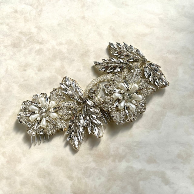 【ヘッドドレス】オリジナル商品 / papillon ビーズ刺繍ブライダルヘッドドレス 【結婚式 ヘアアクセサリー】