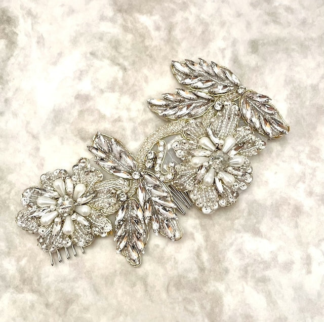 【ヘッドドレス】オリジナル商品 / papillon ビーズ刺繍ブライダルヘッドドレス 【結婚式 ヘアアクセサリー】