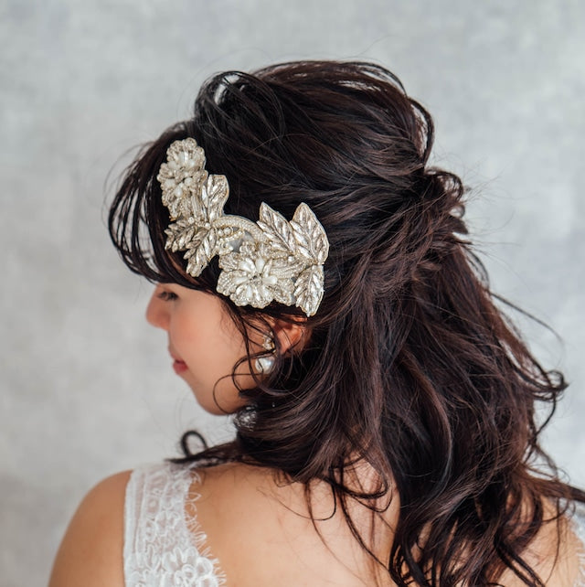 【ヘッドドレス】オリジナル商品 / papillon ビーズ刺繍ブライダルヘッドドレス 【結婚式 ヘアアクセサリー】
