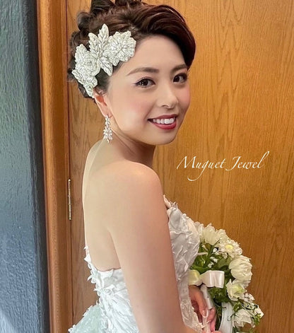 【ヘッドドレス】オリジナル商品 / papillon ビーズ刺繍ブライダルヘッドドレス 【結婚式 ヘアアクセサリー】