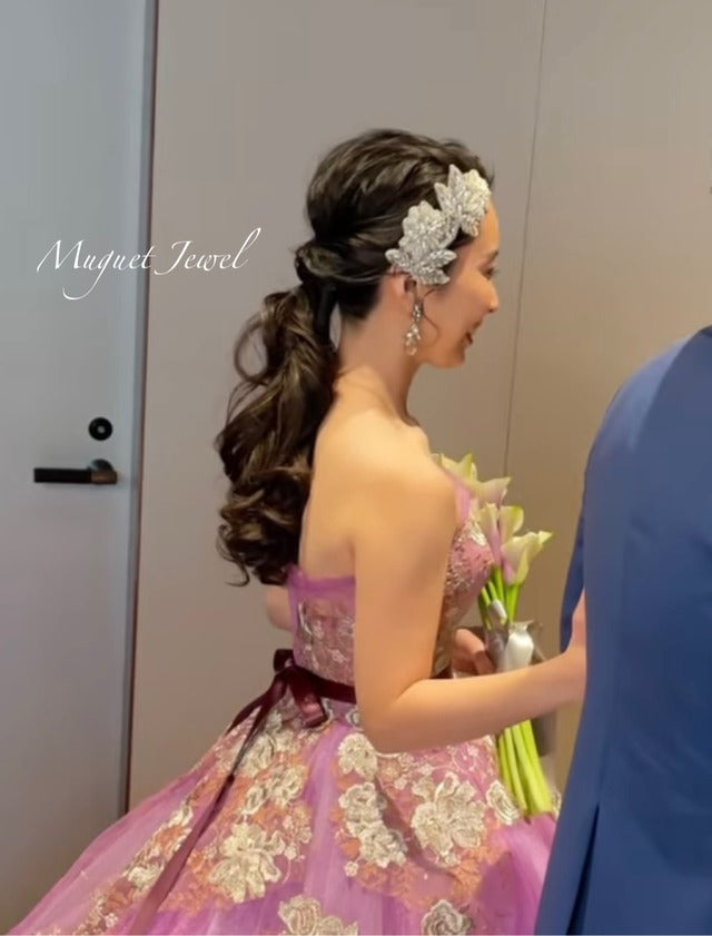 【ヘッドドレス】オリジナル商品 / papillon ビーズ刺繍ブライダルヘッドドレス 【結婚式 ヘアアクセサリー】