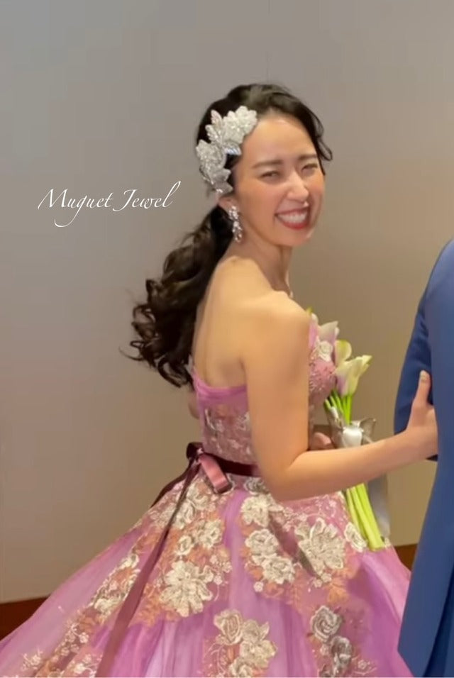 カラフル アンティーク調ヘッドパーツ 髪飾り 結婚式 カクテルドレス ヘッドドレス】オリジナル商品 / papillon ビーズ刺繍ブライダルヘッド