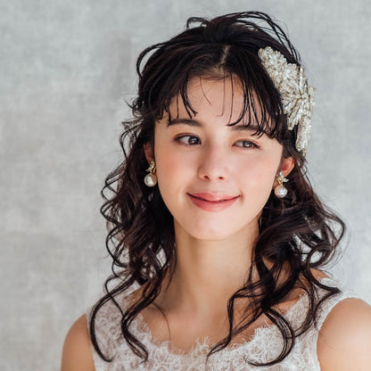 【ヘッドドレス】オリジナル商品 / papillon ビーズ刺繍ブライダルヘッドドレス 【結婚式 ヘアアクセサリー】