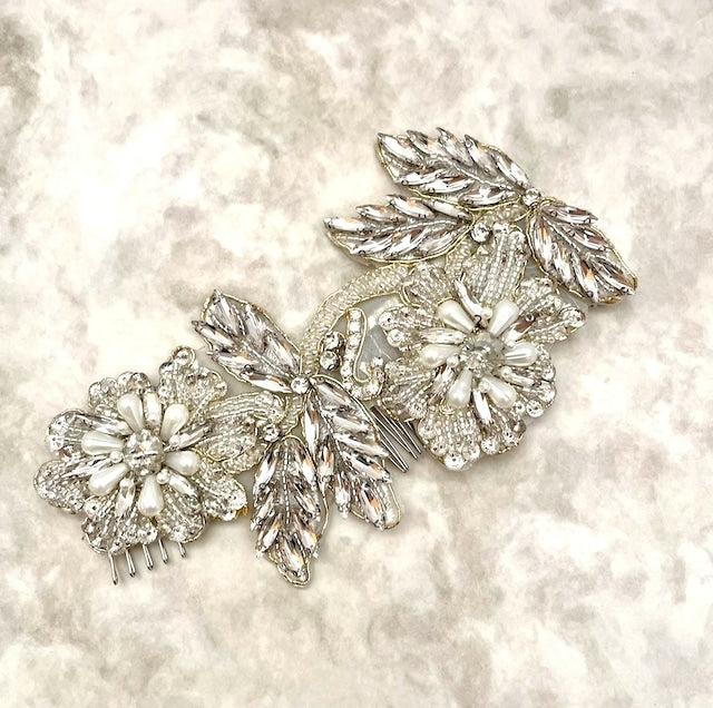 【ヘッドドレス】オリジナル商品 / papillon ビーズ刺繍ブライダルヘッドドレス 【結婚式　ヘアアクセサリー】