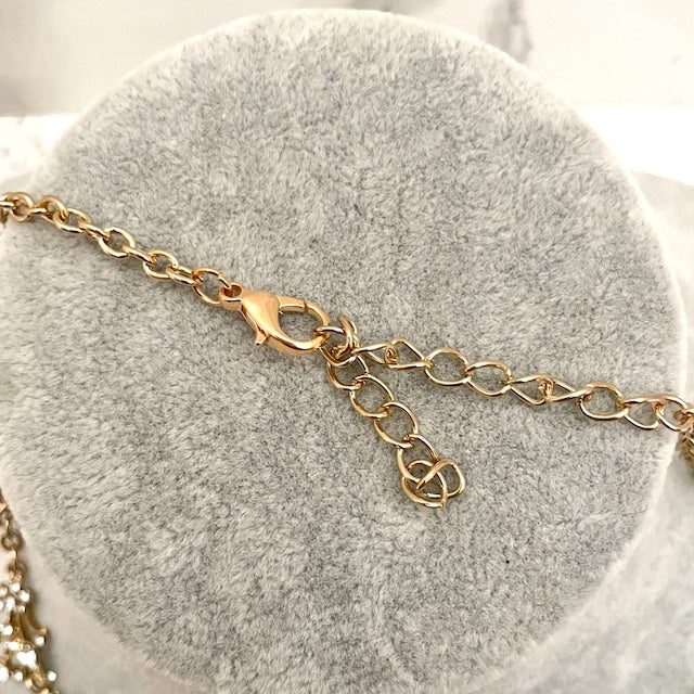 ange gold ビジューブライダルネックレス&ピアスセット【結婚式 アクセサリーセット】