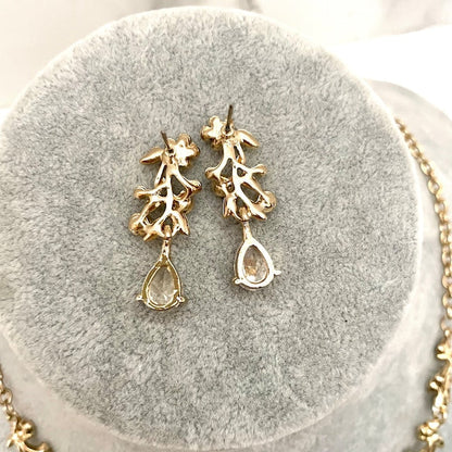 ange gold ビジューブライダルネックレス&ピアスセット【結婚式 アクセサリーセット】