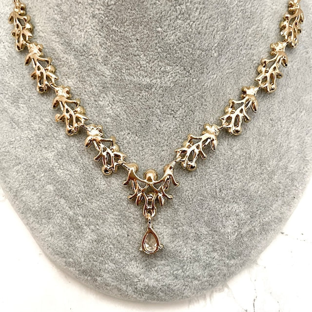 ange gold ビジューブライダルネックレス&ピアスセット【結婚式 アクセサリーセット】