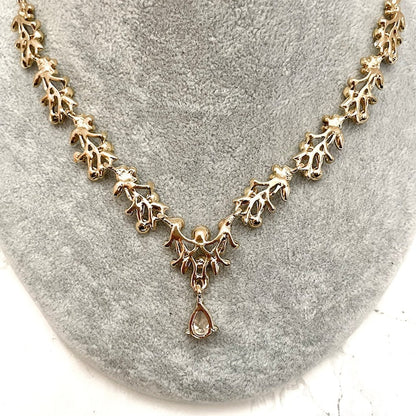 ange gold ビジューブライダルネックレス&ピアスセット【結婚式 アクセサリーセット】