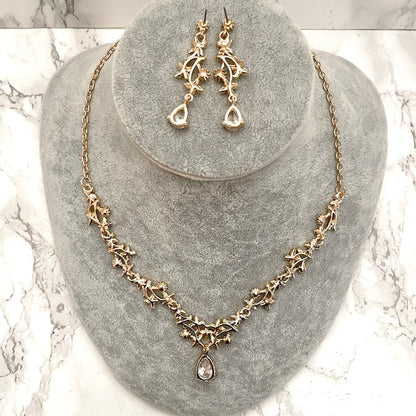 jouer goldビジューブライダルネックレス&ピアスセット【結婚式 アクセサリーセット】