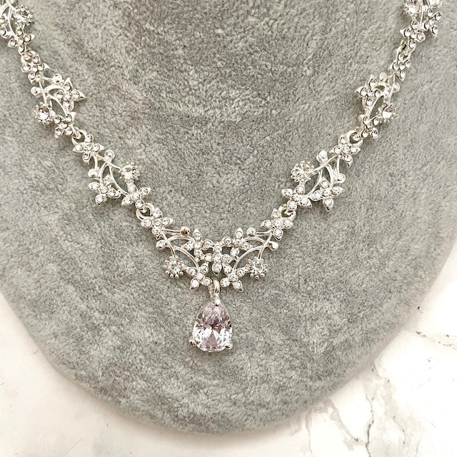 jouer silverビジューブライダルネックレス&ピアスセット 【結婚式 アクセサリーセット】