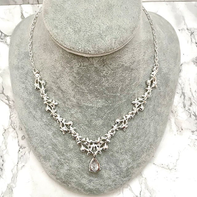 jouer silverビジューブライダルネックレス&ピアスセット 【結婚式 アクセサリーセット】