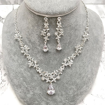 jouer silverビジューブライダルネックレス&ピアスセット 【結婚式 アクセサリーセット】