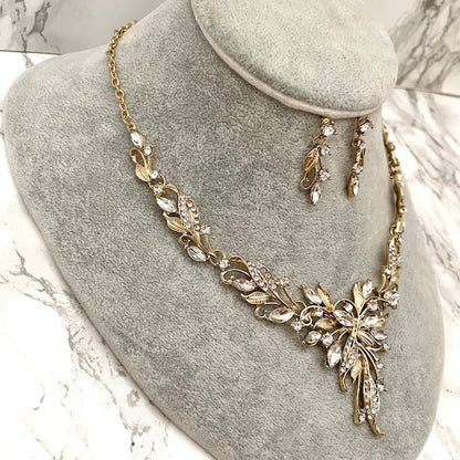 vif gold ビジューブライダルネックレス&ピアスset 【結婚式 アクセサリーセット】