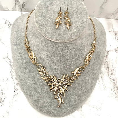 vif gold ビジューブライダルネックレス&ピアスset 【結婚式 アクセサリーセット】