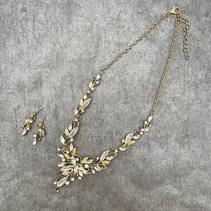 vif gold ビジューブライダルネックレス&ピアスset 【結婚式　アクセサリーセット】