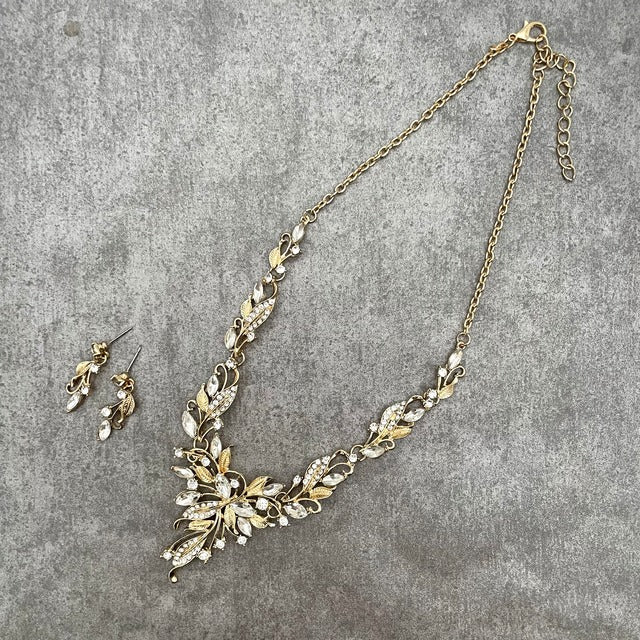 vif gold ビジューブライダルネックレス&ピアスset 【結婚式 アクセサリーセット】