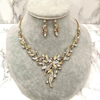 vif gold ビジューブライダルネックレス&ピアスset 【結婚式 アクセサリーセット】