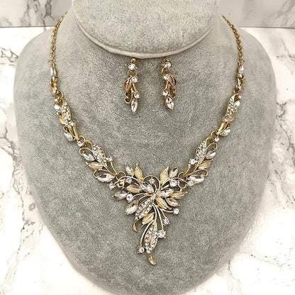 vif gold ビジューブライダルネックレス&ピアスset 【結婚式 アクセサリーセット】