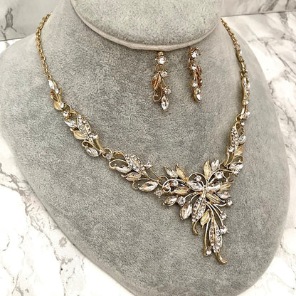 vif gold ビジューブライダルネックレス&ピアスset 【結婚式 アクセサリーセット】