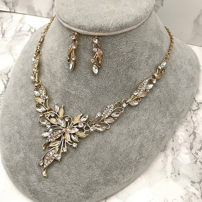 vif gold ビジューブライダルネックレス&ピアスset 【結婚式 アクセサリーセット】