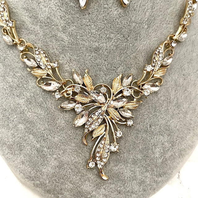 vif gold ビジューブライダルネックレス&ピアスset 【結婚式 アクセサリーセット】