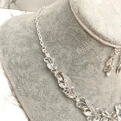 vif silver ビジューブライダルネックレス&ピアスset 【結婚式 アクセサリーセット】